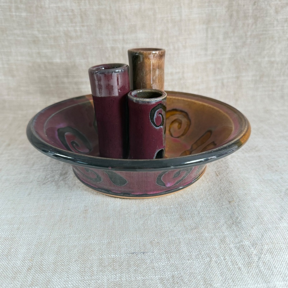 Vintage Mississippi Mud Pottery Candle Holder | 40th Anniversary